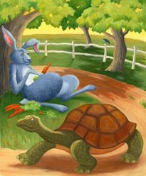 The race of a hare and tortoise